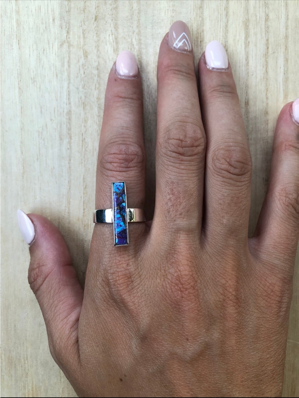 Sterling Silver Kingman Mojave Turquoise Ring, Boho, Southwestern
